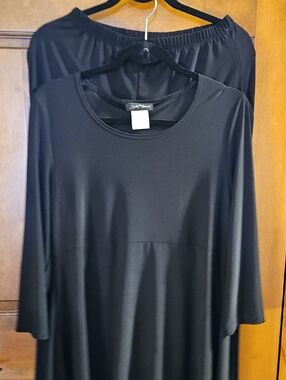 Slinky Brand Black Long Sleeve Swing Tunic And Slim Straight Leg Pants